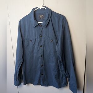 ABERCROMBIE & FITCH Men Casual Button Down Shirt Long Sleeve Size L Navy Blue